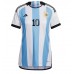 Günstige Argentinien Lionel Messi #10 Heim Fussballtrikot Damen WM 2022 Kurzarm